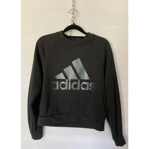 Adidas Black Crop Sweatshirt 10 Inch Up on Back of Neck NWOT Size XS